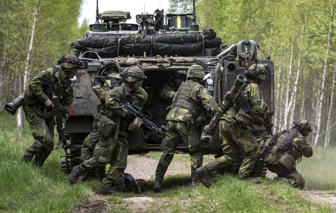 Soldater vid övningen Våreld 22 på övningsfältet på P7 Revingehed. Arkivbild.